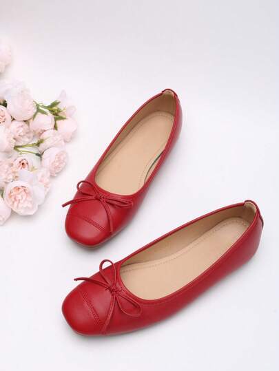 Girl's Mary Jane Bow Soft Slip-On Flats, New Spring/Summer Bow Ballerina Flat Shoes, Versatile Round Toe Casual Commuter Loafers