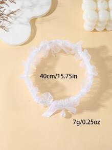 1pc Fashion White Lace Elastic Leg Garter With Faux Pearl Teardrop Butterfly Pendant, Sexy Thigh Chain, Suitable For Weddings, Bridesmaids