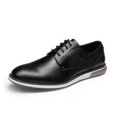 Men's Plain Toe Oxford Shoes Business Formal Derby Dress Sneakers Crossflex GentEdge - 黑色 - 查看 7