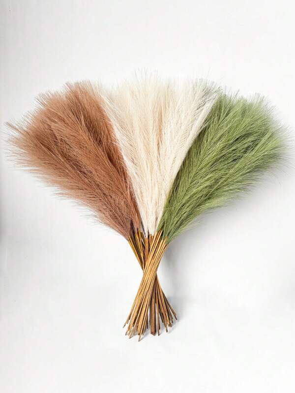 15/6Pcs Artificial Pampas Grass 21.6" Fluffy Faux Flowers, Artificial Reed Imitation Pampas Grass For Home Farmhouse Decor, Bohemian Style Decor, Artificial Flower Fake Pampas Grass Decoration, Vase Filler Room Decor, Wedding Centerpiece, Halloween, Thanksgiving, Harvest Festival Decoration