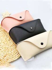 1pc Portable Leather Glasses Case PU Leather Soft Sunglasses Pouch Slim Case For Women Unisex Eyeglass Case Eyewear Accessories(5 Colors For Choose) Pink Travel Essentials Travel Accessories Vacation Summer Holiday Back To School - Multicolor - View 8