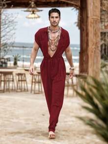 Men Jumpsuits And Overalls - Red Violet - View 3