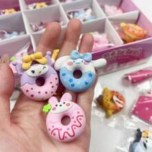 Sanrio 6pcs Sanrio Donut Shaped Erasers, Cute Cartoon Design School Supplies & Student Gifts, Stationery School Supplies,Back To School