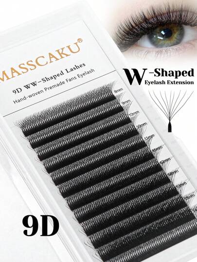 12 Rows 9D WW Shaped Eyelash Extension 0.07mm Thickness C D Curl Mix Length Individual Lashes Faux Mink Matte Black One Second Making Fans Lash Handmade Waterproof Premade Fan Eyelashes Professional Salon Use Lash Clusters, Eyelash Clusters, Individual Eyelashes, Lashes, Fake Lashes