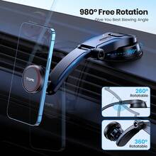 TOPK 磁性车载手机支架，适用于仪表板，D45C 升级版超强磁铁可调节车载手机支架，适用于所有手机 - 黑色 - 查看 2