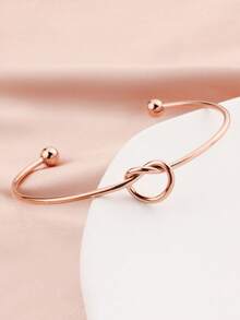 1 件简约时尚优雅玫瑰金扭纹心形可调节手链，适合女性日常佩戴和各种场合