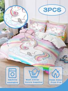 3PCS Customized Bedding, Personalized Name Duvet Cover Set 1 Duvet Cover+2 Pillowcases, Customized Duvet Cover, Modern Style, Multiple Sizes To Choose From, Suitable For Boys And Girls/Children/Families/Gifts - Multicolor - View 3
