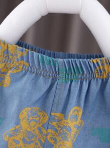 H HIBOBI 2 pièces/Set T-shirt à manches courtes et short pour bébé garçon avec impression d'ours pour l'été