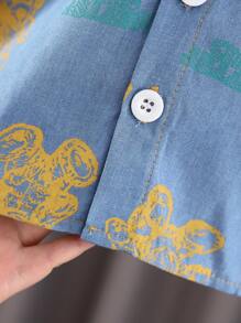 H HIBOBI 2 pièces/Set T-shirt à manches courtes et short pour bébé garçon avec impression d'ours pour l'été