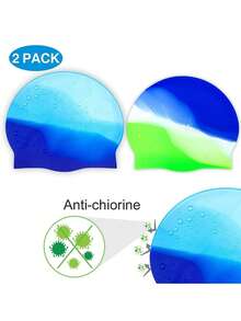 2025 New 7.48"*8.66" Silicone Colorful Waterproof Non-Chafing Swimming Cap, Suitable For Men And Women With Long Or Short Hair, Easy To Wear And Remove, Keeps Hair Dry For Swimming And Bathing, Beach Essentials, Beach Accessories, Pool Float - Multicolor - View 4