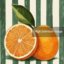 1 Peça Impressão em Tela de Arte de Frutas Vintage Listrada Laranja com Moldura/Sem Moldura, Decoração Minimalista Botânica de Fazenda, Arte de Parede Rústica para Sala de Estar, Sala de Jantar, Apartamento, Decoração Doméstica Moderna