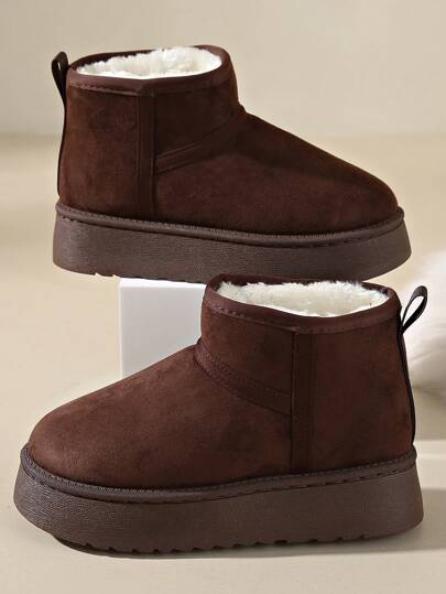 1 Pair Unisex Solid Color Outdoor Casual Cute Comfortable Warm Winter Simple Autumn Office Home Outdoor Thick Sole Snow Boots