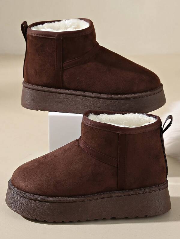 زوج بوت ثلج شتوية سميكة الأوتاد،متعددة الاستخدام للرجال والنساء، بألوان سادة، مريحة وسهلة للارتداء في المكتب والمنزل والأماكن الخارجية في الخريف والشتاء