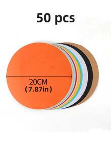 50pcs/Pack 7.87in Round Colored Cards, Kraft Paper & Colored Art Paper Combination, Multi-Size Round Cardboard, 220gsm Thick Round Art Paper, Suitable For Painting, Display, Model Making, Architecture Colored Paper