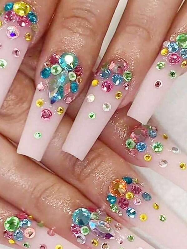 2.000 Peças Assortidas Tamanho Pedras de Strass de Vidro Bottom Plano, Pedras de Strass Redondas Multicoloridas K9 Bottom Plano, Decoração de Unhas