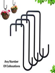 1/4/8pcs Heavy Duty Fence Hooks, Plant Hanging Hooks For Indoor/Outdoor, Garden Hanging Brackets, For Plants, Bird Feeders, Lanterns, Fences (Black+White)