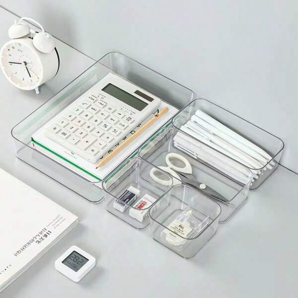 1pc Desk Drawer Organizer Box, Plastic Compartment Storage Tray For Stationery, Office Supplies School Supplies,Back To School
