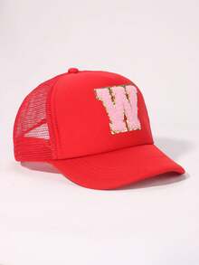 1 pieza Gorra de béisbol de ala suave rosa para bebé y niño pequeño, elegante y versátil, apta para niños y niñas, para salidas diarias de verano, gorras con visera - Rojo - Ver 81