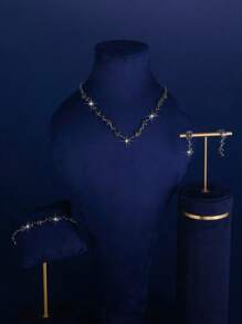 1 Set modischer Schmuck, bestehend aus Halsketten, Ohrringen, Armbändern, geeignet für den täglichen Gebrauch von Frauen, Hochzeiten, Partys usw.