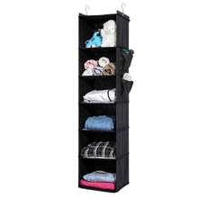 1 pieza Bolsa colgante de tela no tejida, organizador de armario para ropa interior, lavable, bolsa de almacenamiento colgante multifuncional, organizador de armario a prueba de humedad con bolsa de múltiples capas para accesorios y artículos escolares