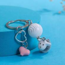 可爱卡通植绒羊钥匙扣，迷你仿真动物钥匙扣，适用于手提包、包包、汽车钥匙 - 可爱卡通动物情侣吊坠装饰，派对礼品汽车配件哥特 Y2k