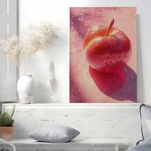 1pc Red Apple, Frost Effect, Surrealism Framed Wall Art - Canvas Prints Poster, Ready To Hang - Home Decor, Ideal For Home, Office Wall Decor, Family Gift, Living Room Bedroom Wall Decor - Multicolor - View 2
