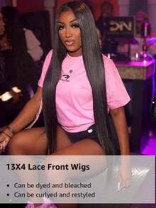 Uveous Wear & Go Straight Wigs Human Hair 30 Inch 13x4 Lace Front Wigs Human Hair 12A 200 Density Hd Transparent Straight Lace Front Wigs Human Hair Pre Plucked Bleached Tiny Knots Real Lace Frontal Wigs For Women 20 30 40 Inch - Natural Black - 查看 4