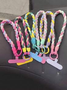 1pc Cute Handmade Phone Lanyard Braided Wrist Strap, Anti-Lost Phone Cord, Earphone Case Hanging Rope