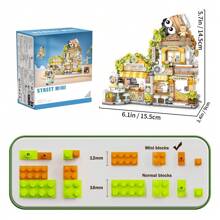 City Cafe, Panda Teahouse Building Blocks Toys, Openable Cafe Building Set, Suitable As A Gift Or Ornament, 1077 Mini Building Blocks