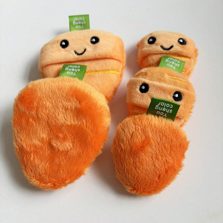 胡萝卜长毛绒散粉扑，适用于快速均匀定妆，可重复使用和清洗，无刺激性