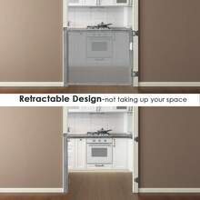 Retractable Baby Gate Folding Child Pet Gate For Balcony, Parlour,Kitchen - Grey - View 6
