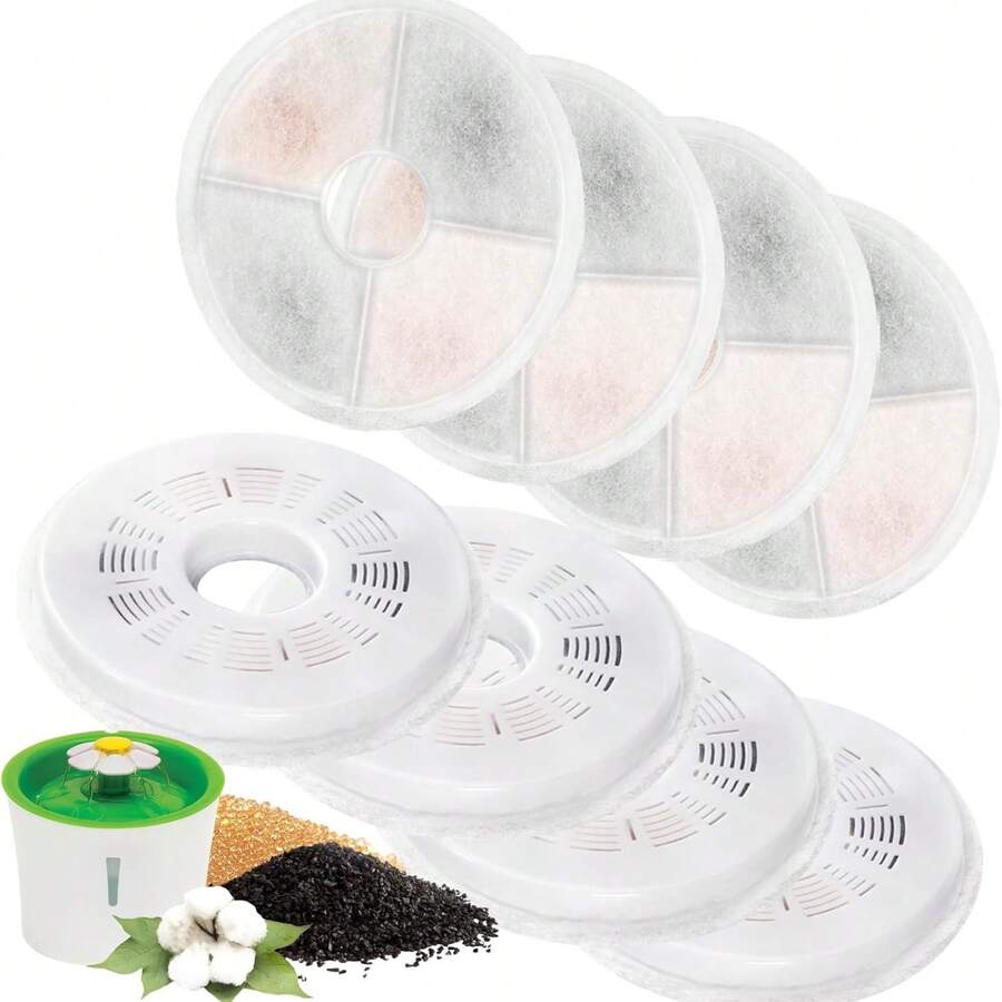 Filtro per fontana per gatti, set di 6/12 filtri di ricambio per fontana per gatti da 3L, con carbone attivo e resina a scambio ionico, compatibile con la fontana per gatti a fiori da 3L