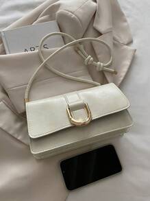 Bolso de hombro cuadrado de color sólido retro con solapa, bolso de axila simplista para mujeres, regalo ideal de Año Nuevo, bolso de negocios casual de moda para mujeres, perfecto para la oficina, los negocios y el trabajo