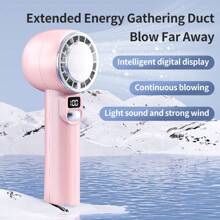 1 pieza Ventilador de mano mini recargable por USB, diseño sin aspas con turbina, motor sin escobillas de 13000RPM, potente turbo, 100 niveles, pantalla LCD, funcionamiento silencioso, larga vida útil de la batería, ventilador portátil para exteriores, ventilador regalo de artesanía exquisita