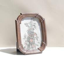 SUSUZUKU 1pc Vintage Retro Resin Picture Frame, American/European Countryside Style, Dark Wood Color Background Home Decor Photo Frame