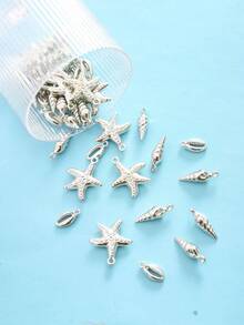 40pcs Random Mixed Plastic CCB Beach Ocean Holiday Starfish Shell Fashion Bracelet Necklace DIY Accessories - Silver - View 2