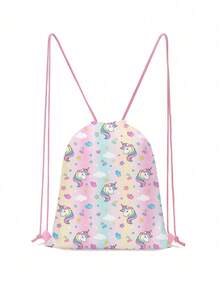 3D Unicorn Print Drawstring Sports Backpack, Durable Cartoon Pattern Drawstring Knapsack For Hiking, Fitness, Travel - Drawstring Bag - View 15