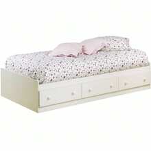 South Shore Summer Breeze Mate S Twin Bed With Storage White - White Wash as pic - View 1