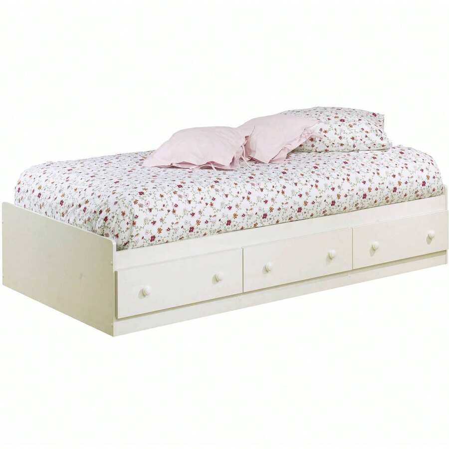 South Shore Summer Breeze Mate S Twin Bed With Storage White - White Wash as pic - View 1