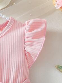 Newborn Baby Girl Summer Round Neck Bow Princess Dress Set, Suitable For Infant Daily Activities And Festivals In Spring & Summer - Pink - View 4