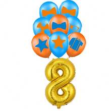 1 Set de Gafas con Tema de Maestro, Pajarita, Estrella, Decoración de Globos de Látex con Estampado de Números Azul & Dorado, Adecuado para Fiesta de Cumpleaños en Casa, Regalo para Hijo/Hija, Accesorio de Fondo Fotográfico - Multicolor - Ver 15
