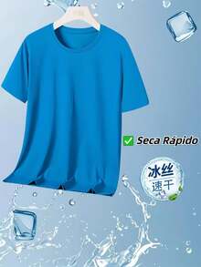 Kit 3 Men's T-Shirts Short Sleeves Breathable Mesh Quick-Drying Ice Silk - Royal Blue - View 6