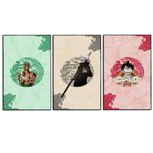 ONE PIECE 1/3/6 件套流行帆布墙面艺术海贼王 - ZORO、妮可罗宾、LAW、ACE、SHANKS 装饰卧室现代家居印刷图片艺术品海报（无框）