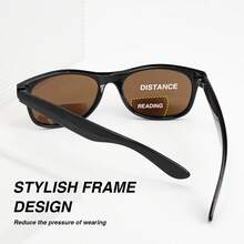 2pcs Square Tea-Color Bifocal Reading Glasses, Multi-Function Lenses With Rivet Temple Design, Suitable For Daily Wear And Outdoor - Black + Leopard - View 8