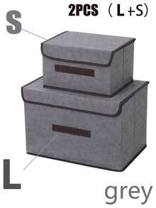 2 件大号桌面收纳盒，织物整理箱，适用于宿舍衣物、玩具、书籍、零食及杂物，亚麻可折叠储物箱，家用 - 灰色 - 查看 10