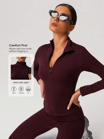 Sodalemon Women Fitness Full Zipper Gym Training Outdoor Elastic Long Sleeve Casual Running Sport Workout Jacket