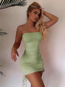 1 pieza Nuevo vestido ajustado plisado sexy de estilo europeo y americano, vestido mini de verano, vestido sexy de una sola pieza a la moda