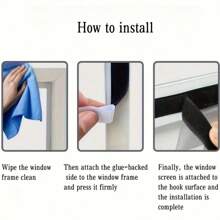 1 pieza Cortina anti-mosquitos de verano, con enganche y lazo autoadhesivo, mosquitera de ventana sin taladrar de borde completo, cortina de malla para ventilación y visibilidad, red invisible para puertas y ventanas adecuada para todas las ventanas, fácil instalación y remoción, lavable