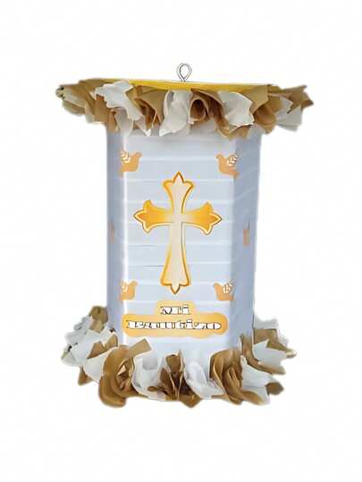 Piñata giratoria para bautizo dorado altura 50cm decoración centro de mesa fiesta presentación temático rellenable elegante resistente