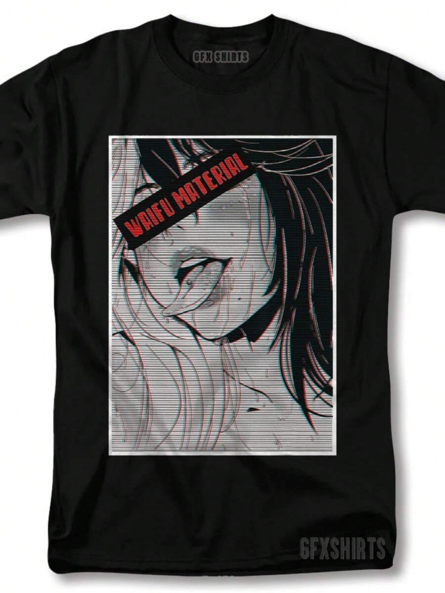 He Ntai Waifu Anime Shirt Cosplay Gamer Girl Waifu Senpai Manga Graphic  T-Shirt - màu đen - Xem 1